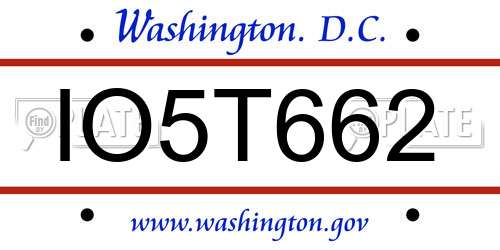 IO5T662 District Of Columbia License Plate