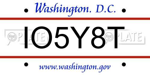 IO5Y8T District Of Columbia License Plate