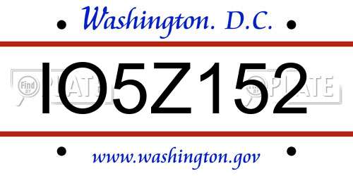 IO5Z152 District Of Columbia License Plate