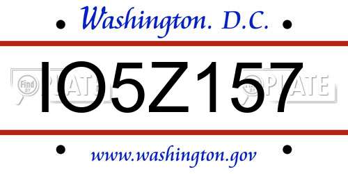 IO5Z157 District Of Columbia License Plate