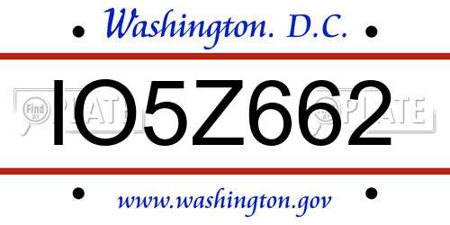 IO5Z662 District Of Columbia License Plate