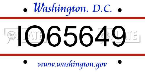 IO65649 District Of Columbia License Plate