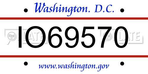 IO69570 District Of Columbia License Plate