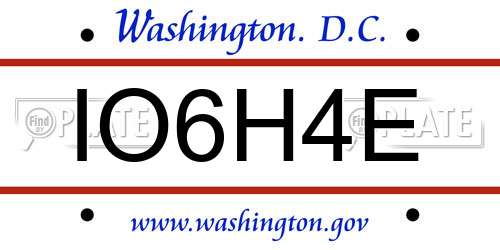 IO6H4E District Of Columbia License Plate