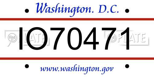 IO70471 District Of Columbia License Plate