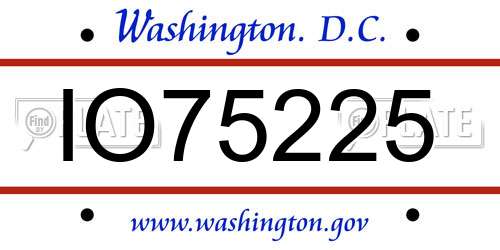 IO75225 District Of Columbia License Plate