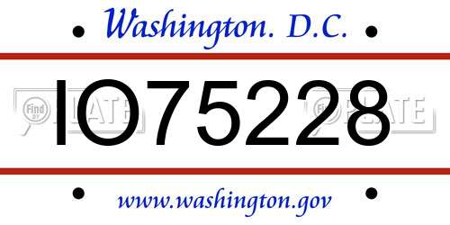 IO75228 District Of Columbia License Plate