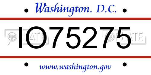 IO75275 District Of Columbia License Plate