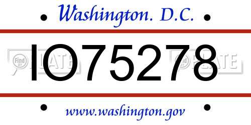 IO75278 District Of Columbia License Plate