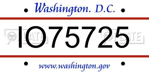IO75725 District Of Columbia License Plate