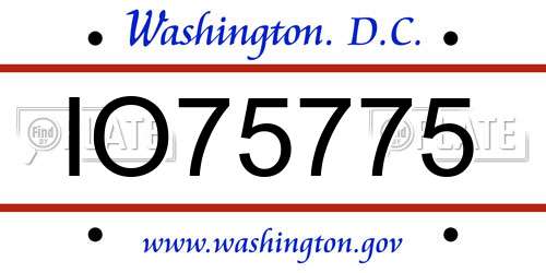 IO75775 District Of Columbia License Plate