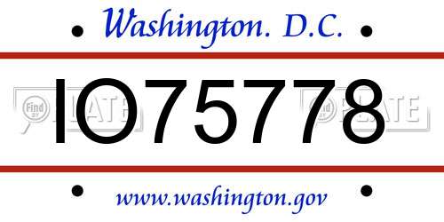 IO75778 District Of Columbia License Plate