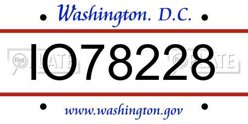 IO78228 District Of Columbia License Plate