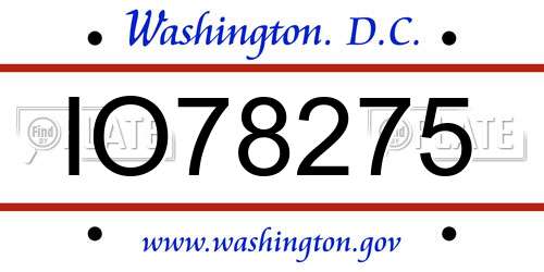 IO78275 District Of Columbia License Plate
