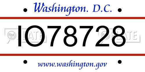 IO78728 District Of Columbia License Plate