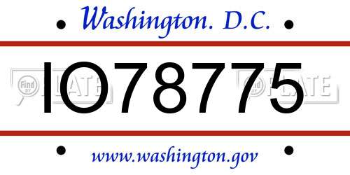 IO78775 District Of Columbia License Plate