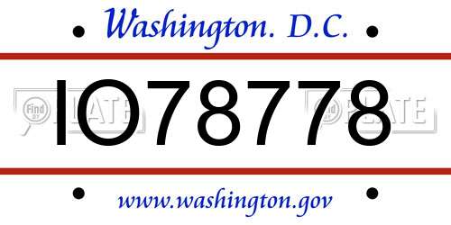 IO78778 District Of Columbia License Plate