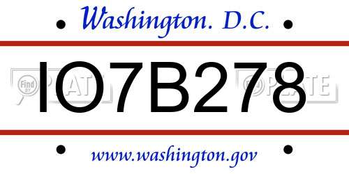 IO7B278 District Of Columbia License Plate