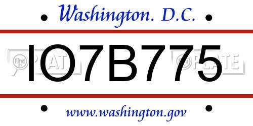 IO7B775 District Of Columbia License Plate