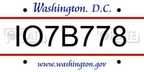 IO7B778 District Of Columbia License Plate