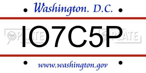 IO7C5P District Of Columbia License Plate