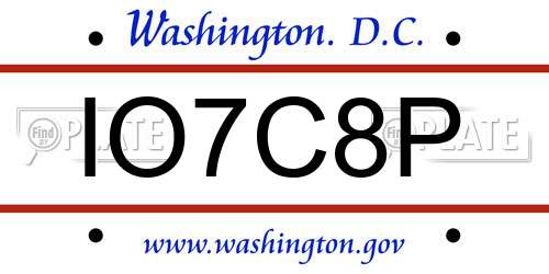 IO7C8P District Of Columbia License Plate