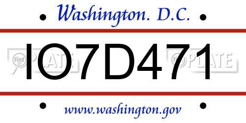 IO7D471 District Of Columbia License Plate