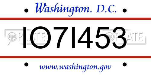 IO7I453 District Of Columbia License Plate