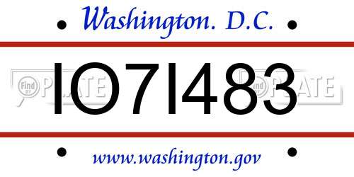 IO7I483 District Of Columbia License Plate