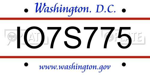 IO7S775 District Of Columbia License Plate