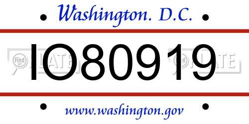 IO80919 District Of Columbia License Plate