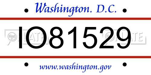 IO81529 District Of Columbia License Plate