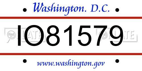 IO81579 District Of Columbia License Plate