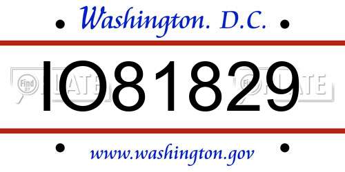 IO81829 District Of Columbia License Plate