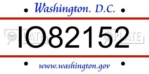 IO82152 District Of Columbia License Plate