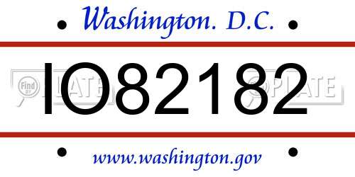 IO82182 District Of Columbia License Plate
