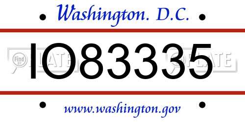 IO83335 District Of Columbia License Plate