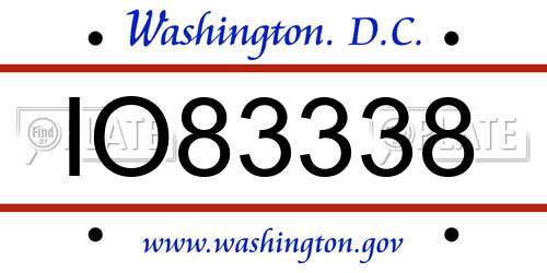 IO83338 District Of Columbia License Plate