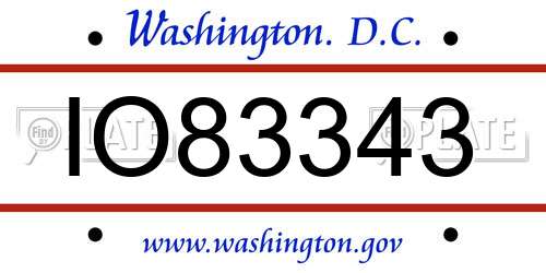 IO83343 District Of Columbia License Plate