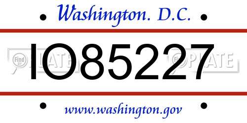 IO85227 District Of Columbia License Plate