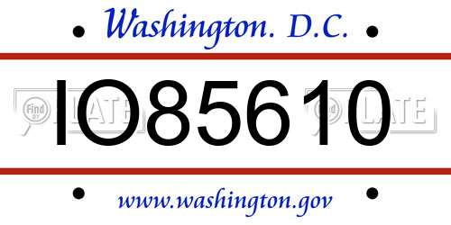 IO85610 District Of Columbia License Plate