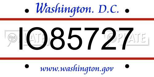 IO85727 District Of Columbia License Plate