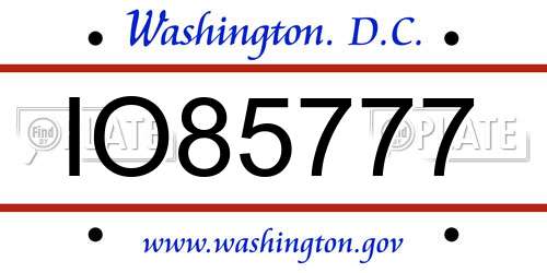 IO85777 District Of Columbia License Plate