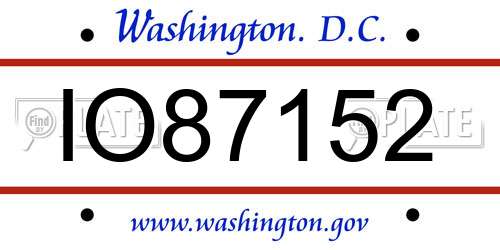 IO87152 District Of Columbia License Plate