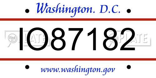 IO87182 District Of Columbia License Plate