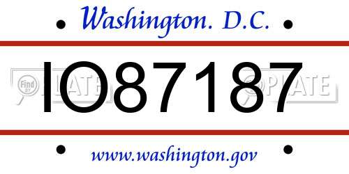 IO87187 District Of Columbia License Plate