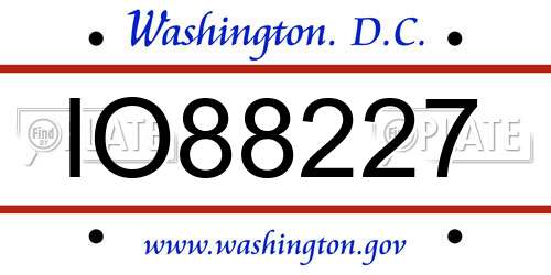 IO88227 District Of Columbia License Plate