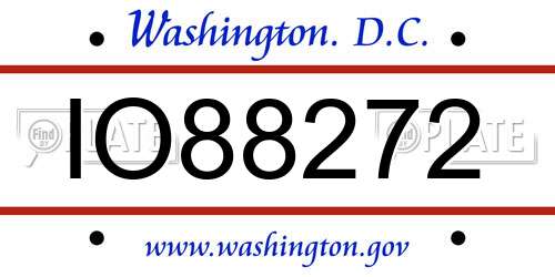 IO88272 District Of Columbia License Plate