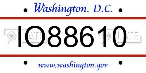 IO88610 District Of Columbia License Plate