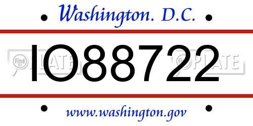 IO88722 District Of Columbia License Plate
